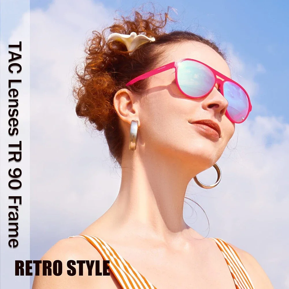 Lightweight Women's TAC Polarized Tinted Classic Vintage Retro 70s PINK